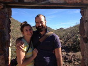 Steph and Ethan at the Stone House on the David Yetman trail