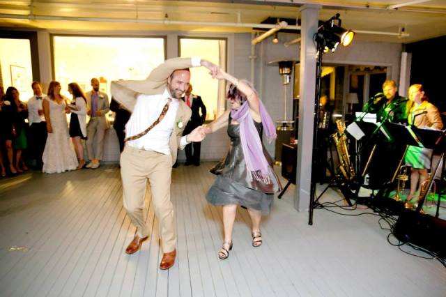 Rockin' out with the groom...