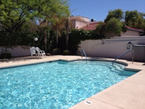 Sheila's SPA! Our townhouse is behind the wall. 